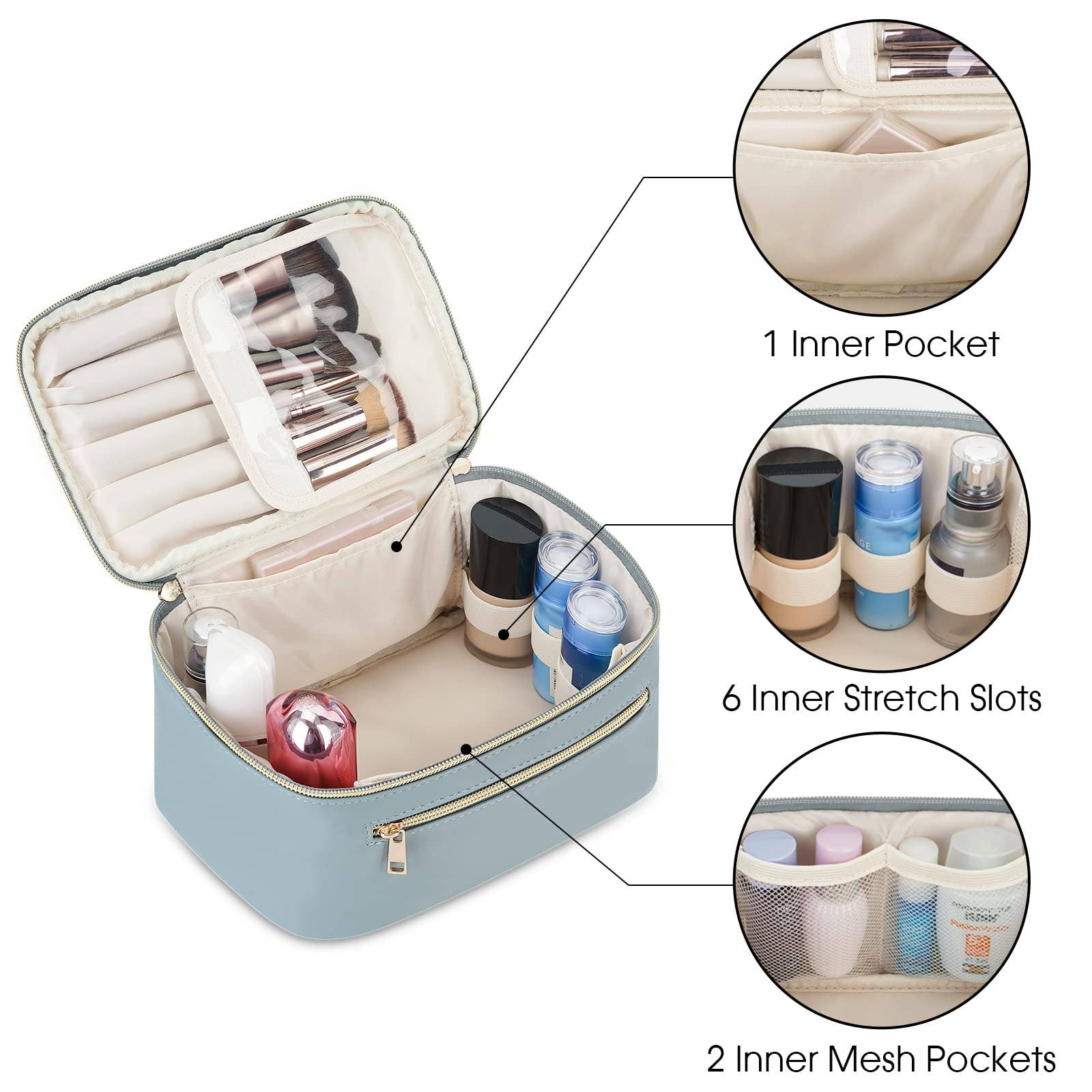 wandf - Wholesale Make-up/cosmetic bag - Vegan Leather Cosmetic Brush Bags Makeup Case 3