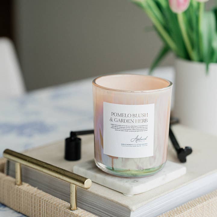 Applewood Candle Co - Wholesale Jar/Filled Candle - POMELO BLUSH & GARDEN HERB | Luxury Coconut-Soy Candle