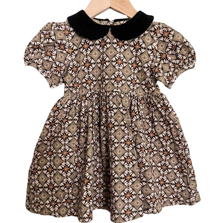 Peterpan Dress | Olive Geo | Cotton for wholesale by Sadie Scott