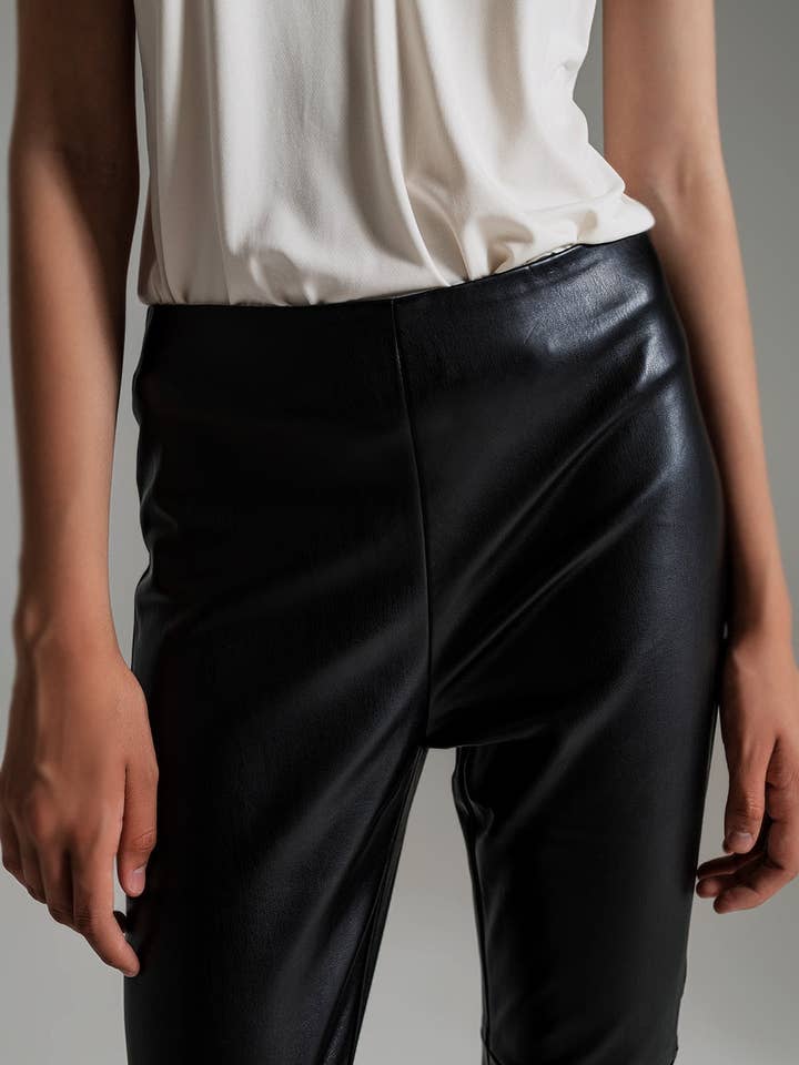 black faux leather effect skinny pants for wholesale on Faire4