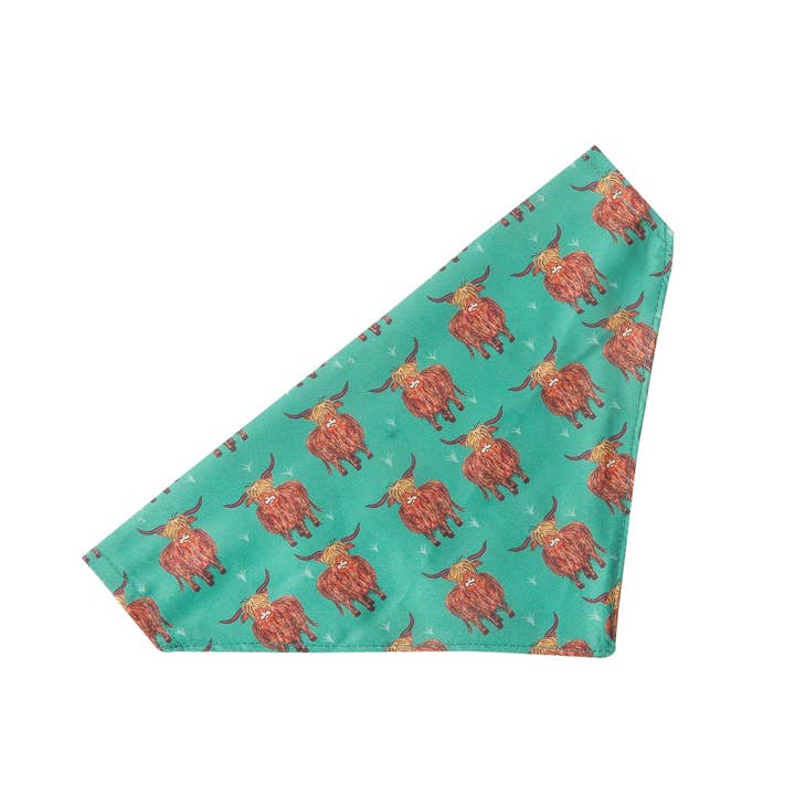 Faye UK Ltd - Wholesale Pet Bandana - Dog - Eco Chic Recycled Dog Bandana - Highland Cow Teal