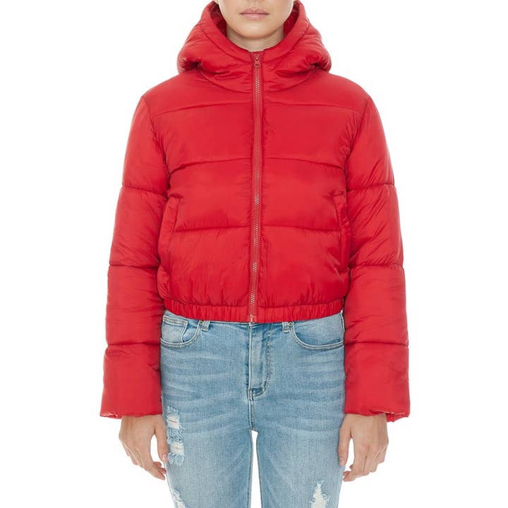 Paperdoll – wholesale Jacket – Women's – NYLON LONG SLEEVE CROPPED ZIP-UP PUFFER JACKET 5