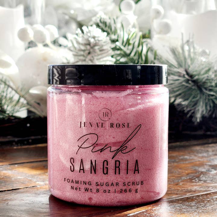 Pink Sangria Foaming Sugar Scrub (8 oz) for wholesale by Jenae Rose
