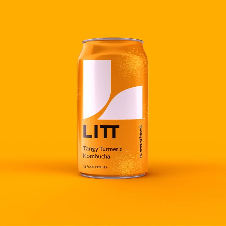 Tangy Turmeric Kombucha 16oz (6 Pack) for wholesale by LITT Kombucha