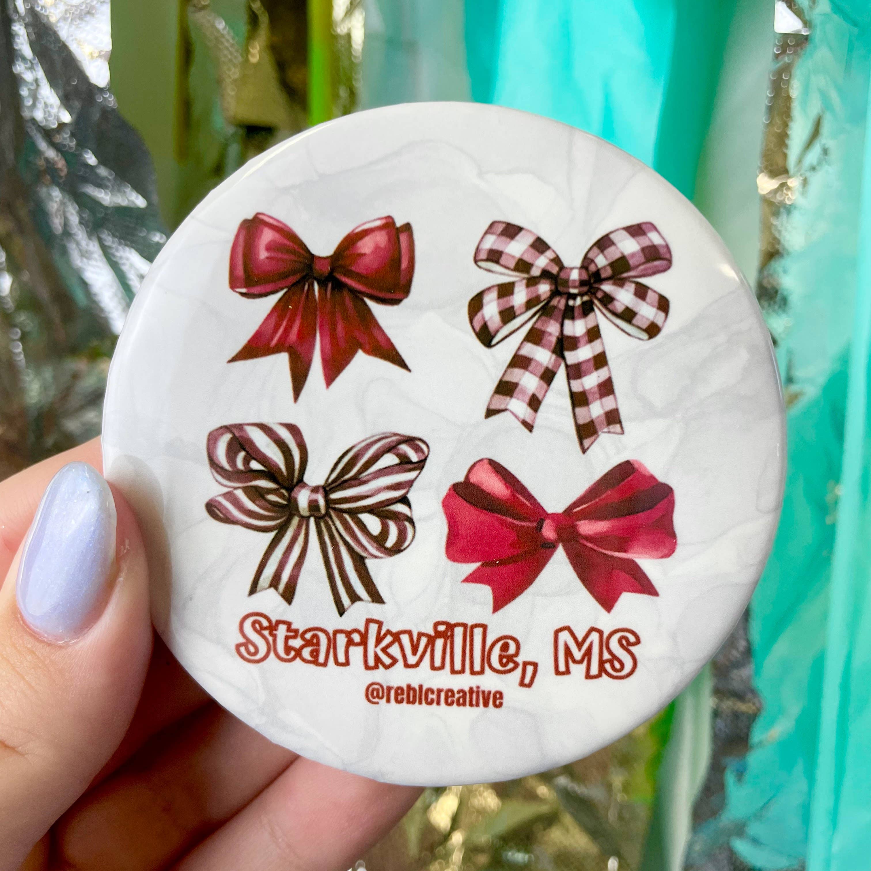 REBL Creative - Wholesale Lapel Pin/Button - Hometown Bows - Starkville - Game Day Button