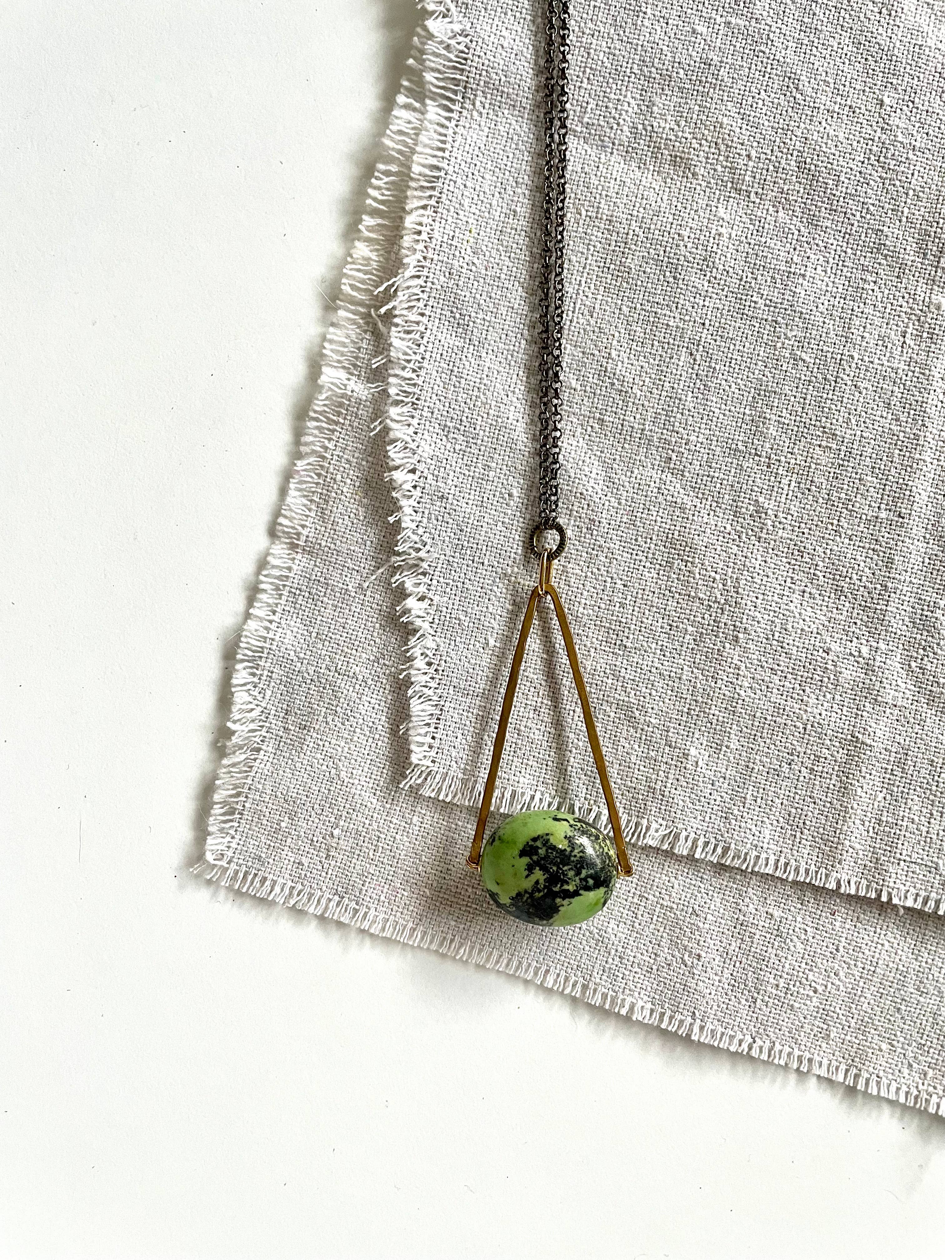 Third & Co. Studio – Colar pingente/pendente por atacado – Colar de bronze e turquesa verde9