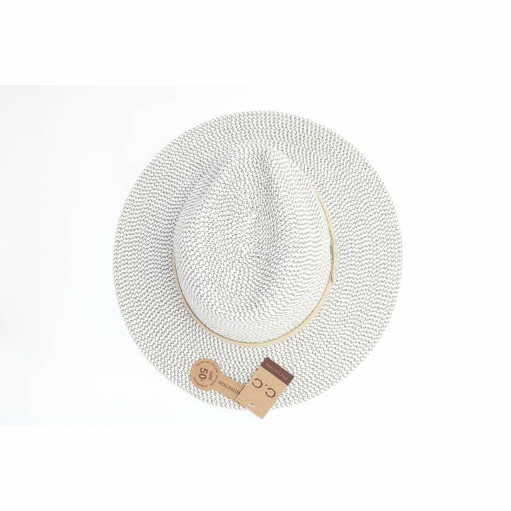 C.C Beanie - Wholesale Straw Hat - Women's - Two Tone Panama Hat with Suede Band Trim ST809