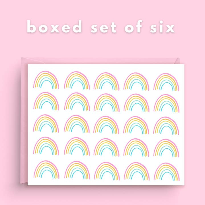 Rainbow Stationery Card - Boxed Set of 6 for wholesale by Nicole Marie Paperie