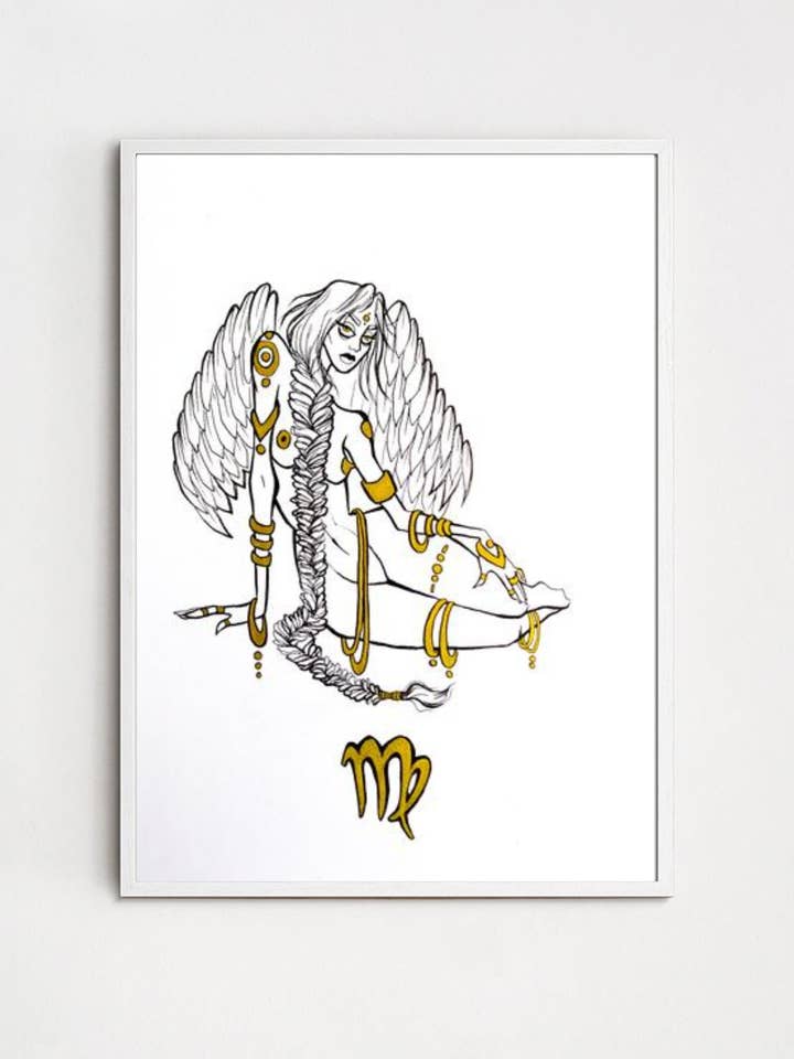 Zodiac-serien (jungfrun) -tryck, konst, illustration, dekoration för wholesale av Claudia Sahuquillo