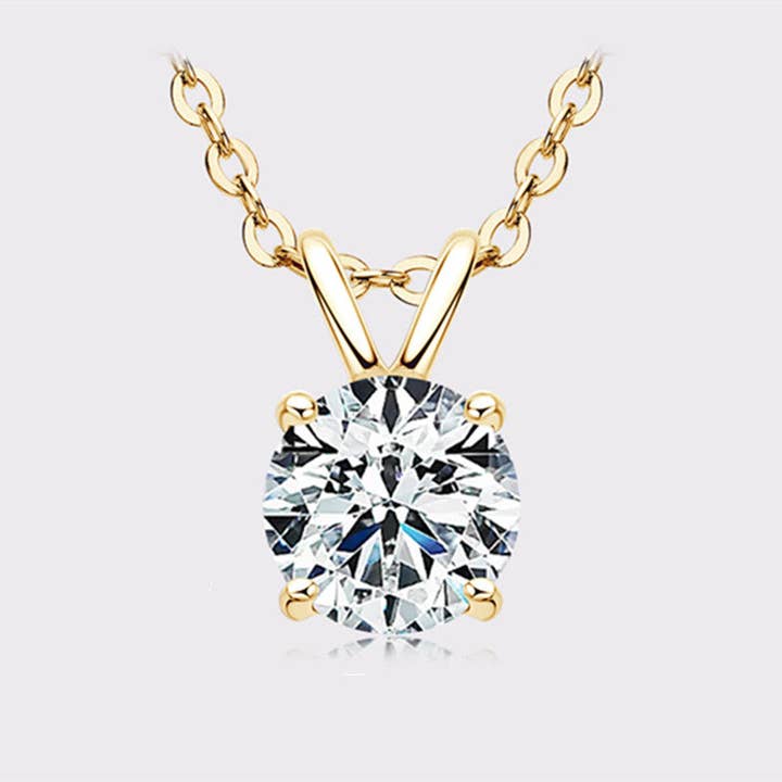 Solitaire Moissanite Pendant Necklace in 925 Sterling Silver for wholesale by Perimade & Co. LLC