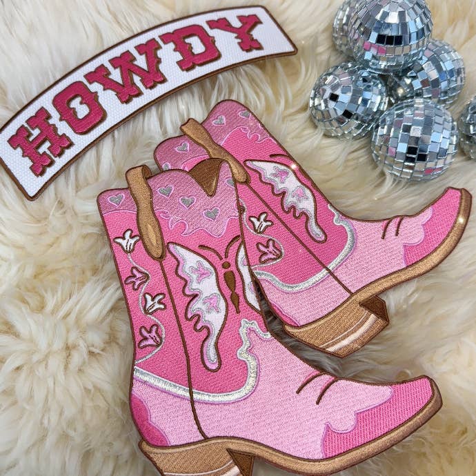 Wildflower + Co. – wholesale Patch – Pink Cowgirl XL Back Patches - Boot + Howdy