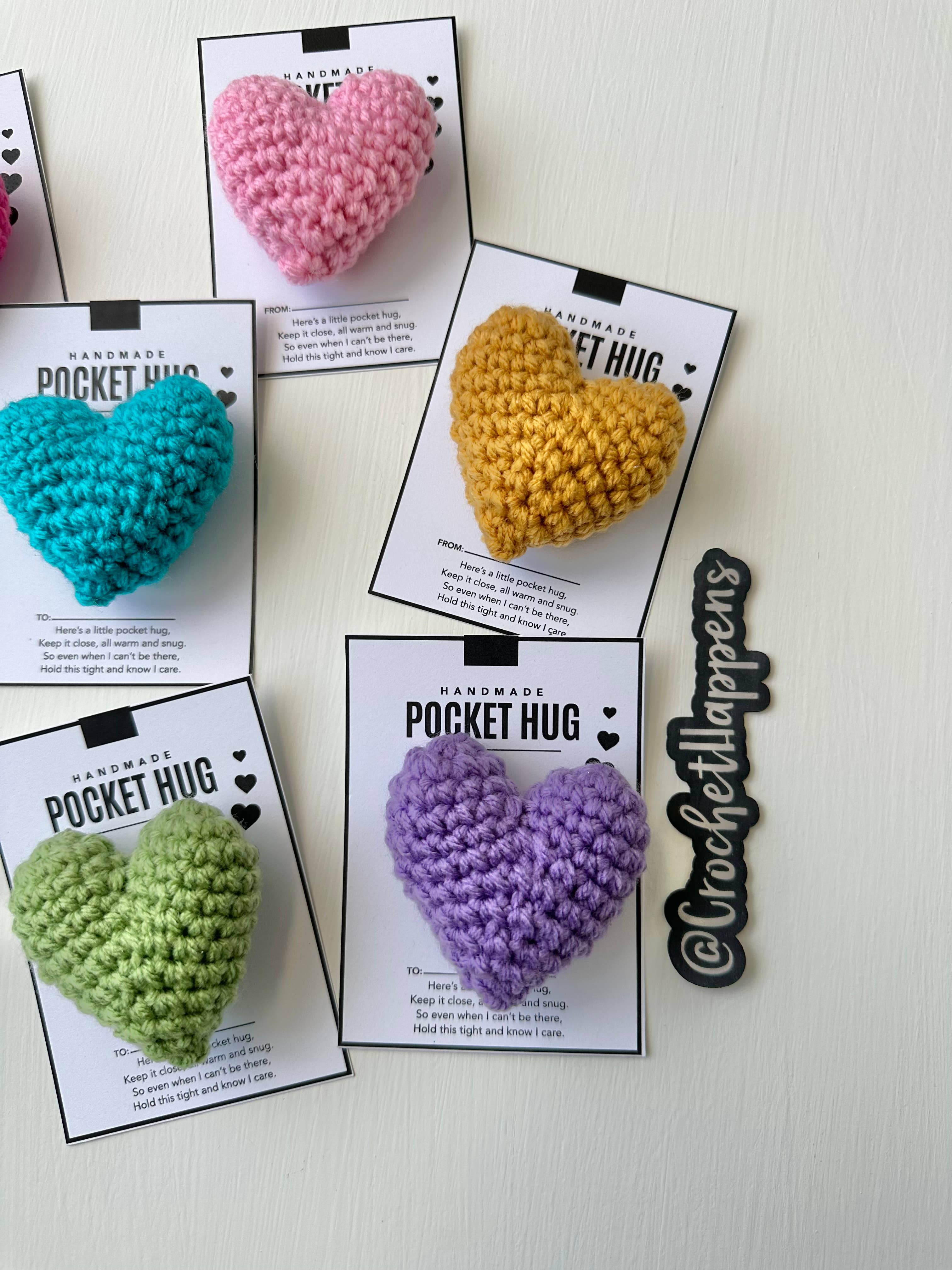 Crochet Happens - Wholesale Keepsake Coin/Token - Pocket Hugs - Set of 8 - Made to Order5