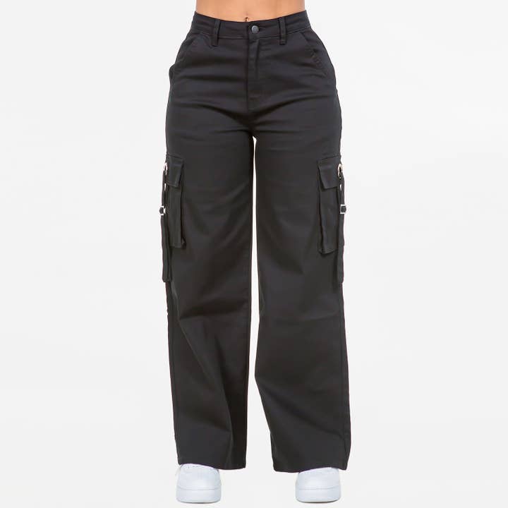 American Bazi - Wholesale Pants - Women's - WIDE LEG CARGO POCKET PANTS-RJH20697