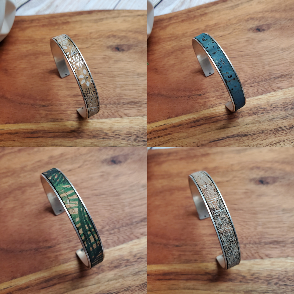 Gem Lounge Jewelry – Großhandel Manschettenarmband – Kork Silber Skinny Cuff Armband15