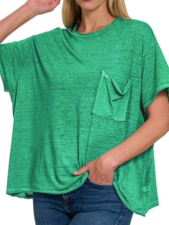 Overdimensioneret Melange Burnout Raw Edge Tee for engroshandel hos Vanilla Monkey