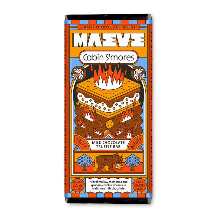 Seattle Chocolate Presents Maeve - Wholesale Chocolate Bar - Cabin S'mores Truffle Bar0