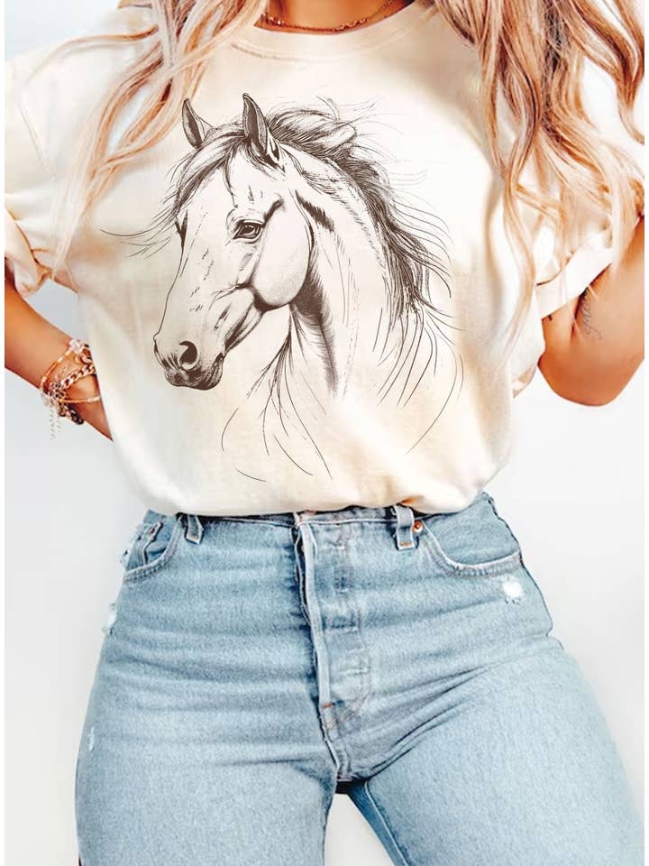 Rustee Clothing – wholesale T-shirts med screentryck – Unisex – HÄSTANSIKTE GRAFISK T-SHIRT4