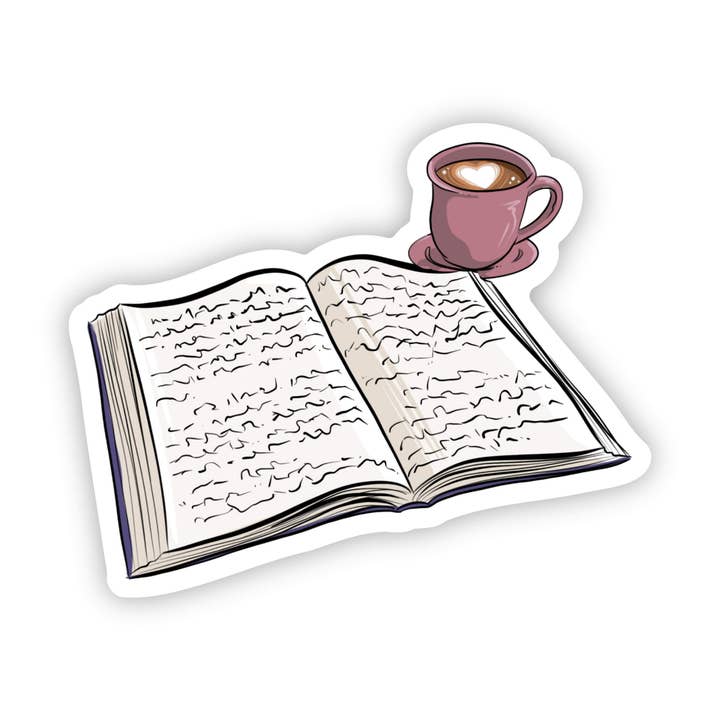 Reading While Drinking Coffee Sticker for wholesale by Big Moods