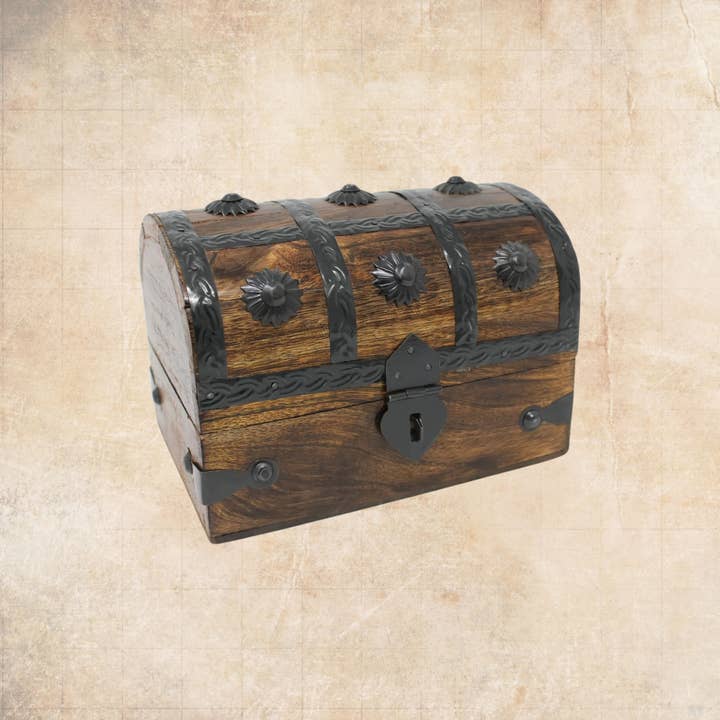 Magnifique Hearts - Wholesale Decorative box - Rustic Wooden Treasure Chest Box – 6.5" Pirate Storage2