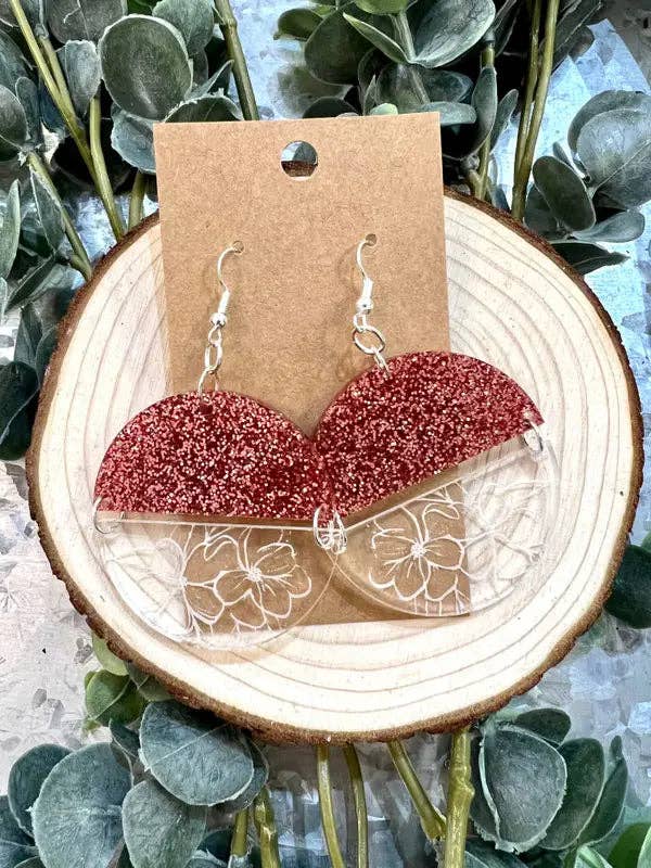 Floral Glitter Split Acrylic Earrings for wholesale by Lindsey Lane Wholesale