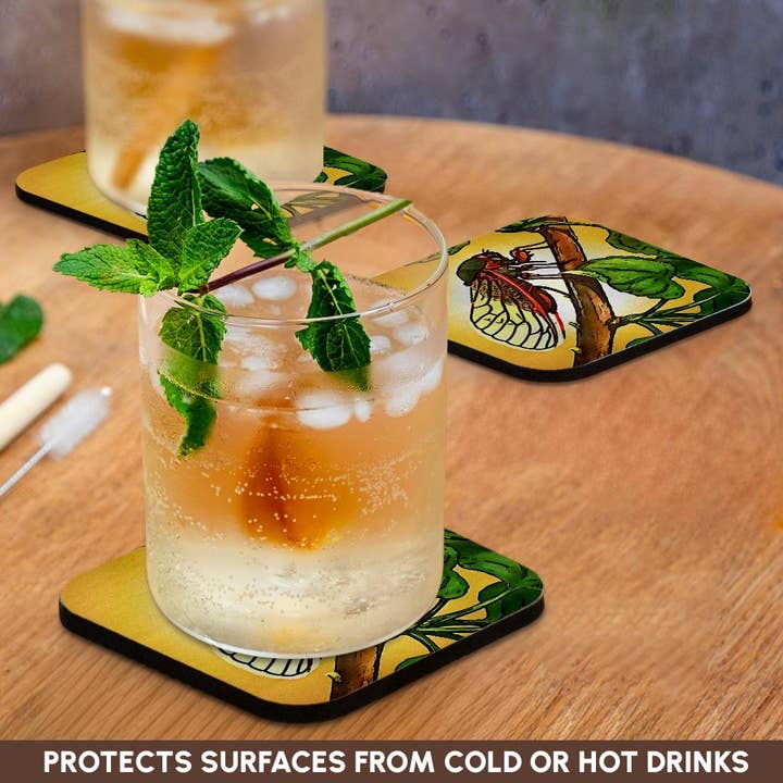 3dRose - Wholesale Coasters - 3dRose, Cicada Insect Black Outline Art, Coaster9