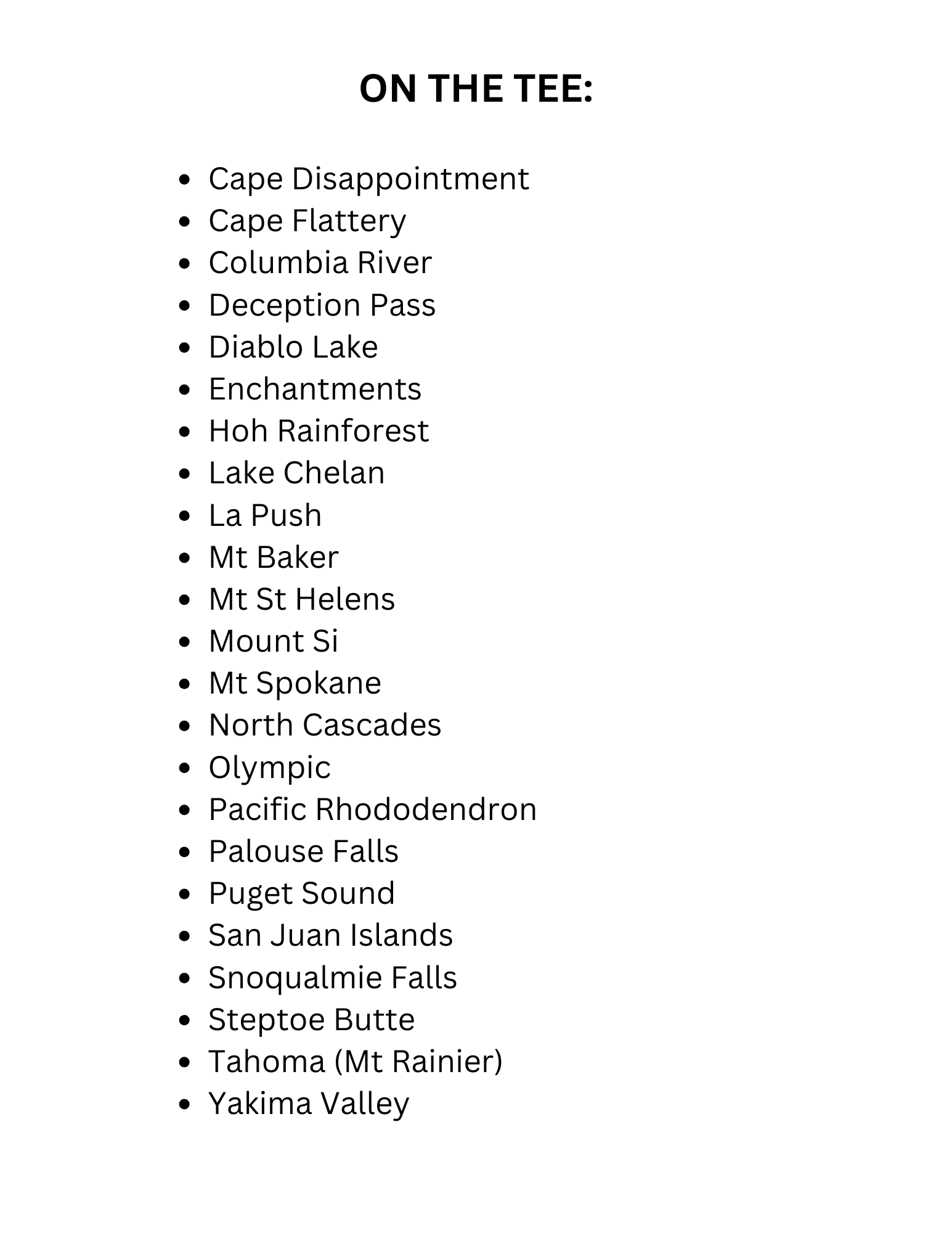 Traildust Goods - Wholesale Screen Printed T-Shirt - Women's - Washington National Parks Souvenir T-Shirt Unisex8