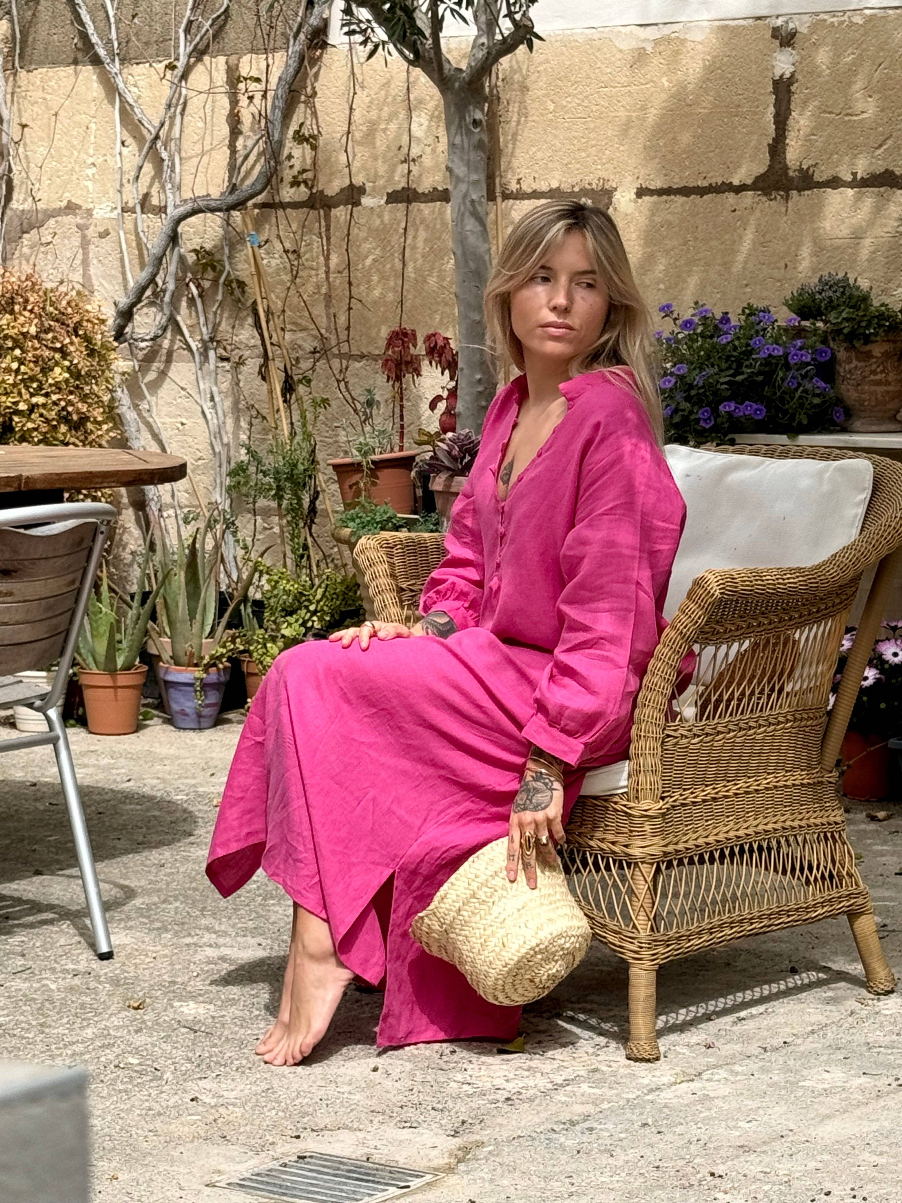 A PEACE OF IBIZA ® COLLECTION - Vendita all'ingrosso Vestito - Donna - Abito FRESNO in lino belga5