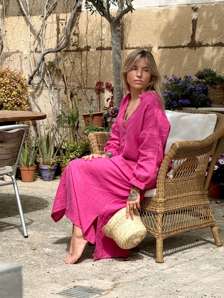 A PEACE OF IBIZA ® COLLECTION - Vendita all'ingrosso Vestito - Donna - Abito FRESNO in lino belga5