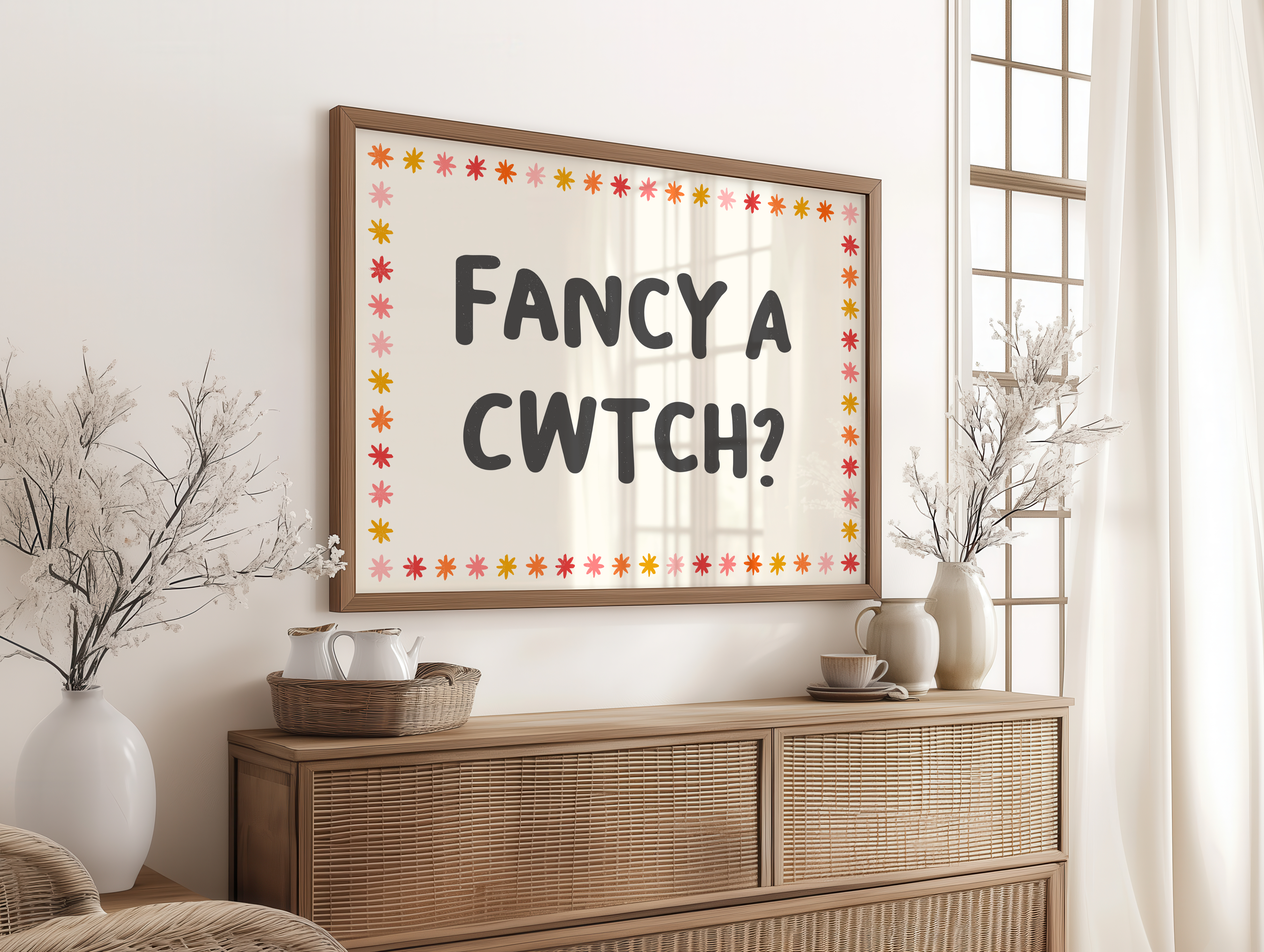 Coffee and a Catfish – wholesale Art print – Fancy a Cwtch?' Welsh Wall Art Print0