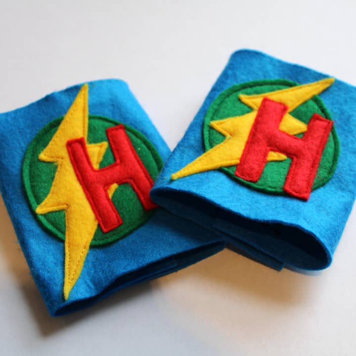 The Flat Of Kat - Wholesale Costume - Kids - Superhero Cuffs For Kids with initial