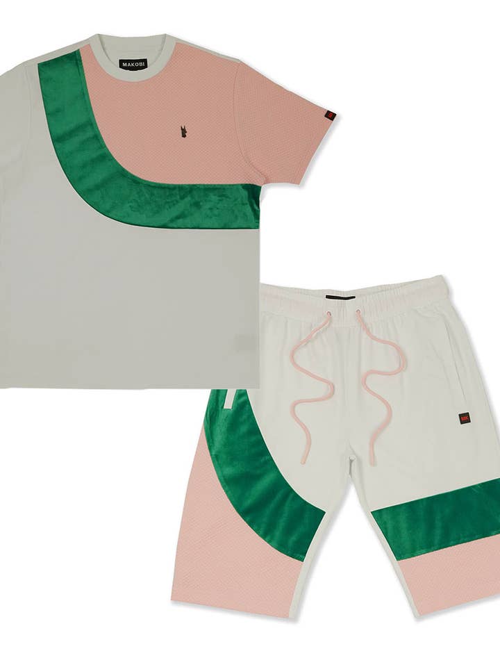 M273 Jacquard Ultra Suede Set - White/Pink for wholesale by Makobi