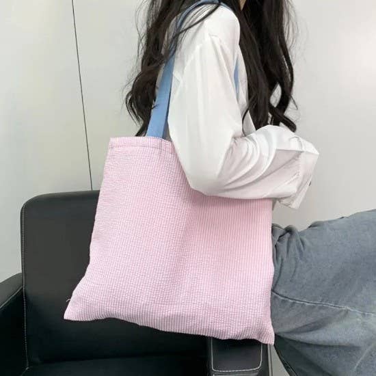 JOSSLYN by wall to wall - Wholesale Tote Bag - Women's - Large Organic colorful stripe Shoulder Tote Bag | 40P5856