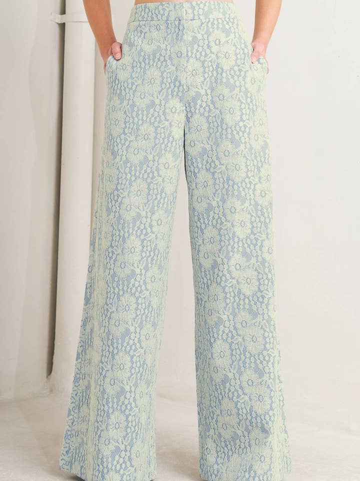 A woven bonded lace pant - FP1871T for wholesale by FLYING TOMATO