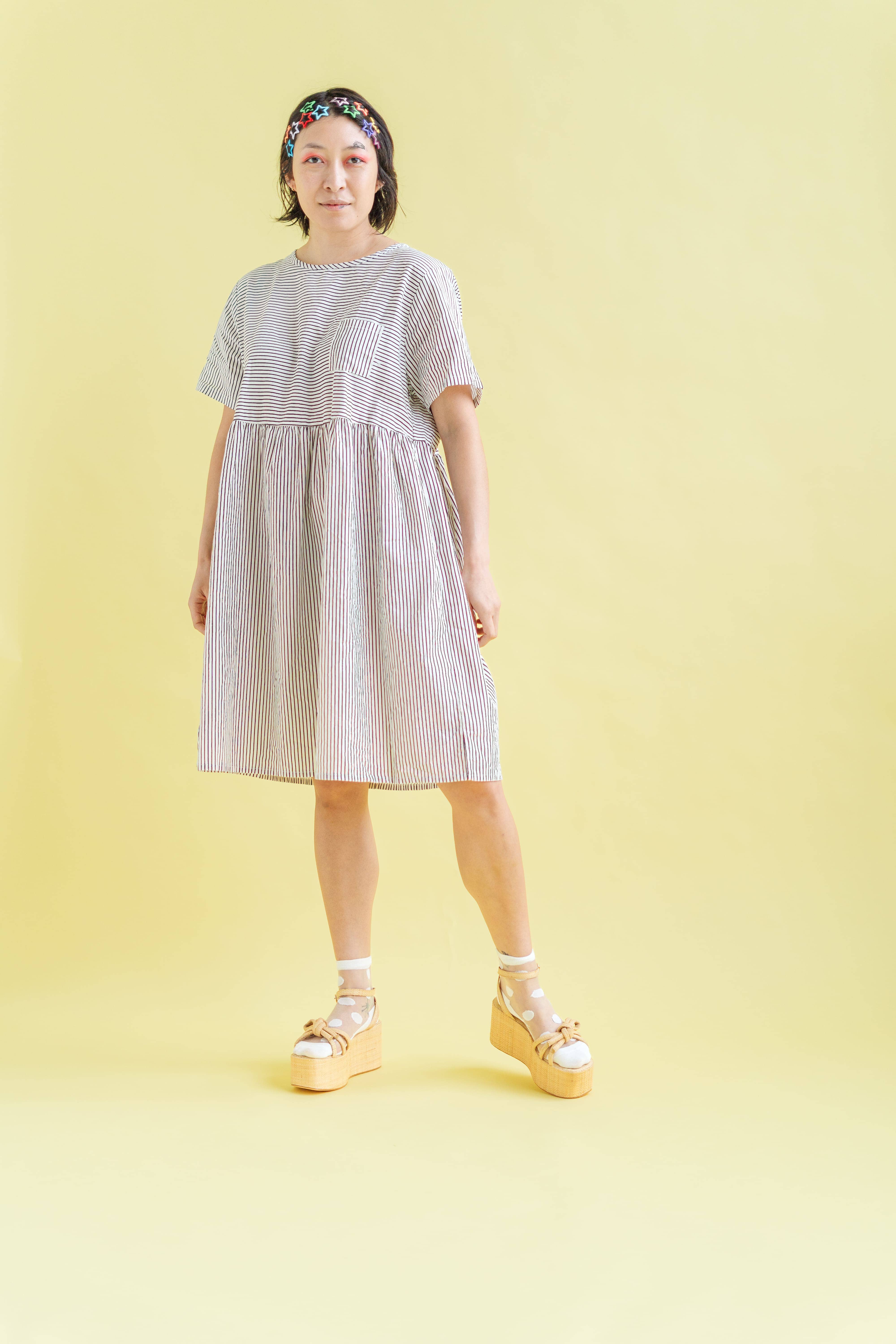 Nettle Studios - Wholesale Dress - Women's - Size Inclusive Plus Size Shirt Dress Pockets Striped Linen5