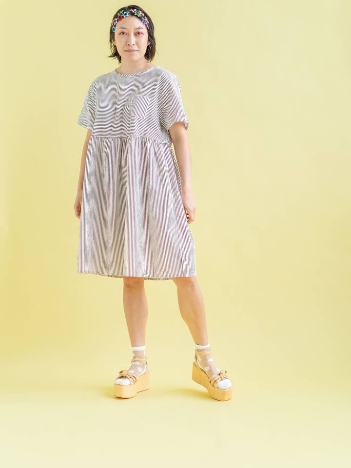 Nettle Studios - Wholesale Dress - Women's - Size Inclusive Plus Size Shirt Dress Pockets Striped Linen5