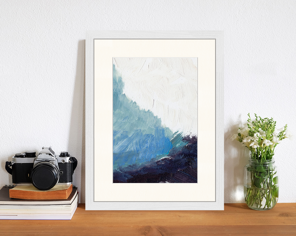 Bianco Immagine astratta di Gletscher. Stampa artistica da parete con cornice in vendita all'ingrosso su Faire1