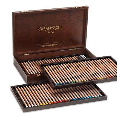 Wooden Box of 76 Luminance 6901 Colored Pencils for wholesale by Caran d'Ache