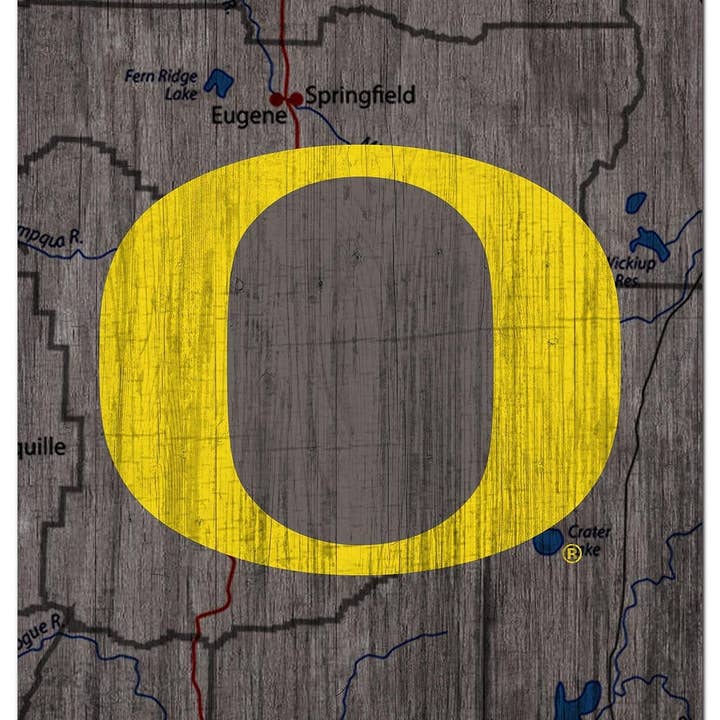 Carte de la ville de l'Université de l'Oregon 11 x 19 encadrée pour la vente par Fan Creations