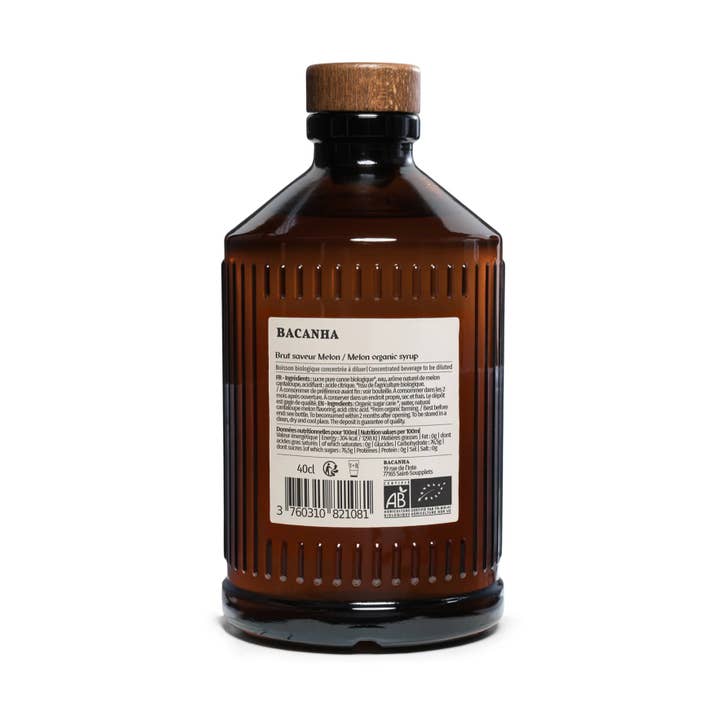 Bacanha USA - Wholesale Flavored Syrup - Raw Melon Syrup - Organic - 13.5 fl oz.
