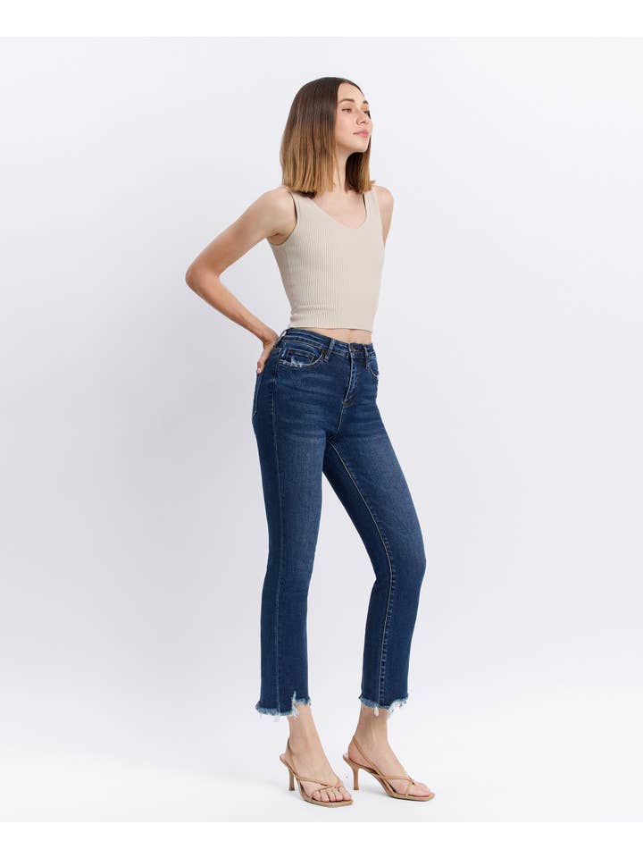 CHEMICAL MOOD HIGH RISE DISTRESSED HEM KICK FLARE JEANS T5414 for wholesale on Faire