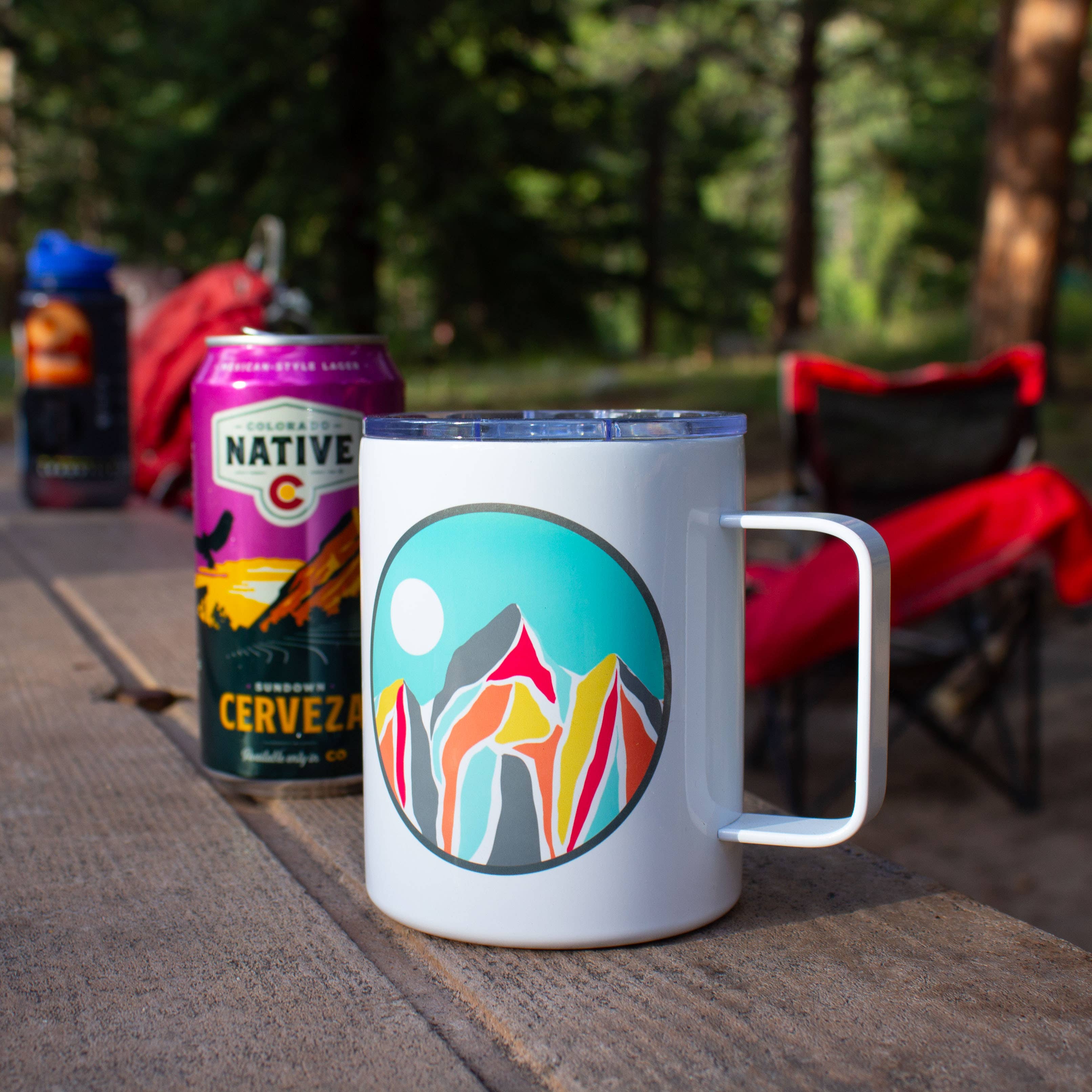 Human Nature Designs - Wholesale Insulated Mug/Tumbler - Mosaic Mountain Coffee Mug - Insulated Mountain Mug with Lid