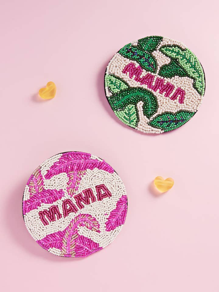 Round With Mama Seed Hand Crafted Bead Coaster for wholesale by Designature New York