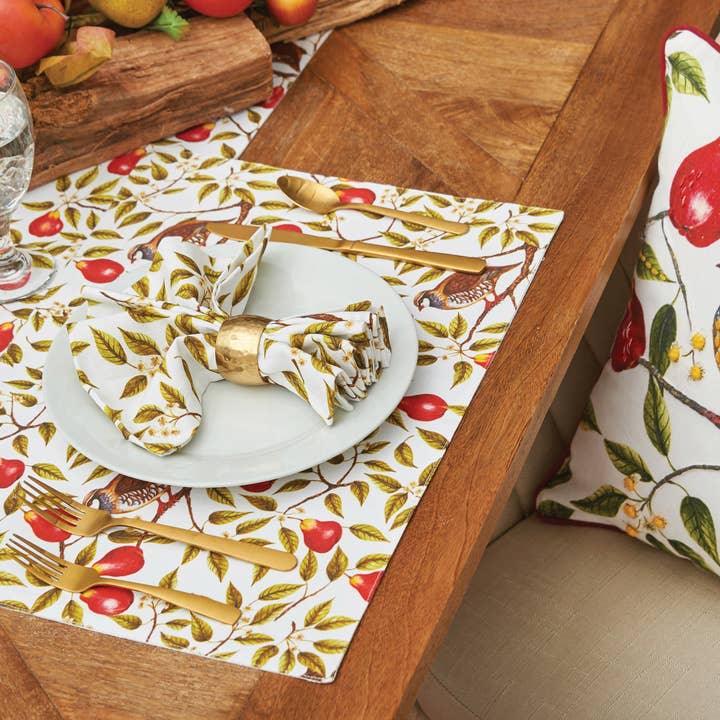 C&F Home - Wholesale Table Runner - SALE Christmas Partridge In A Pear Tree Table Runner