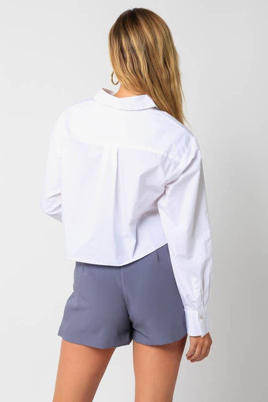 Olivaceous - Wholesale Button Down Shirt - Women's - Cropped Shirt4