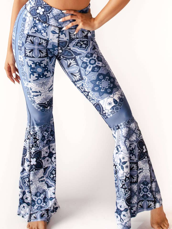 Bell Bottoms 2.0 in Mosaic In Blue for wholesale by Yoga Democracy