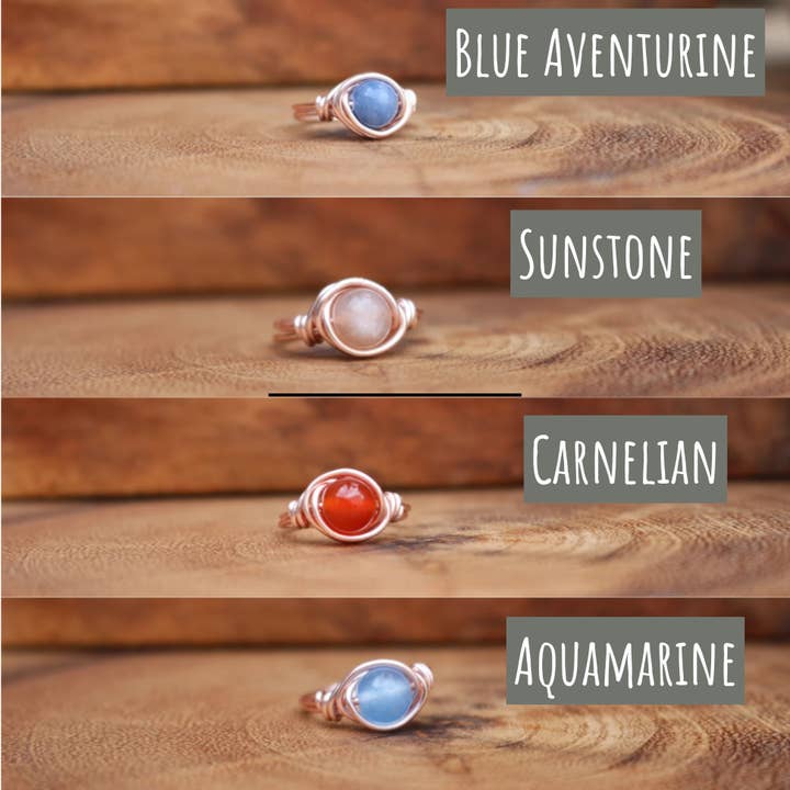 Gratefully Dreaming - Wholesale Single Stone/Solitaire Ring - Rose Gold Wire Wrapped Gemstone Rings