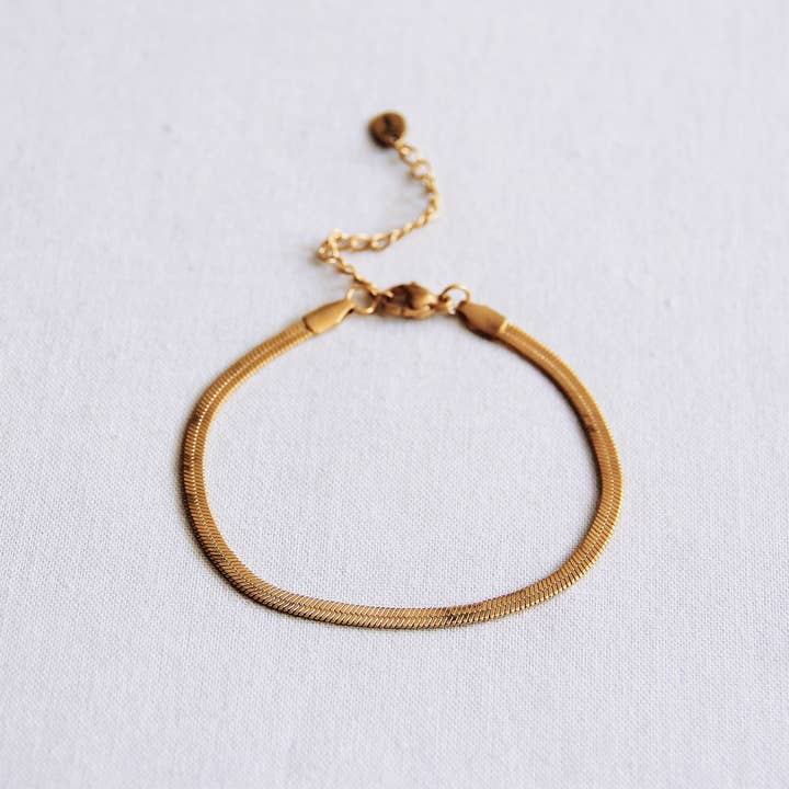 Bazou - Wholesale Link & Chain Bracelet - Steel Bracelet “flat Snake” - Gold