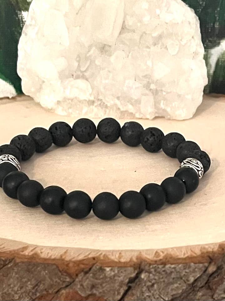 Men's Onyx and Lava Stone Bracelet for wholesale by Jewels For Hope