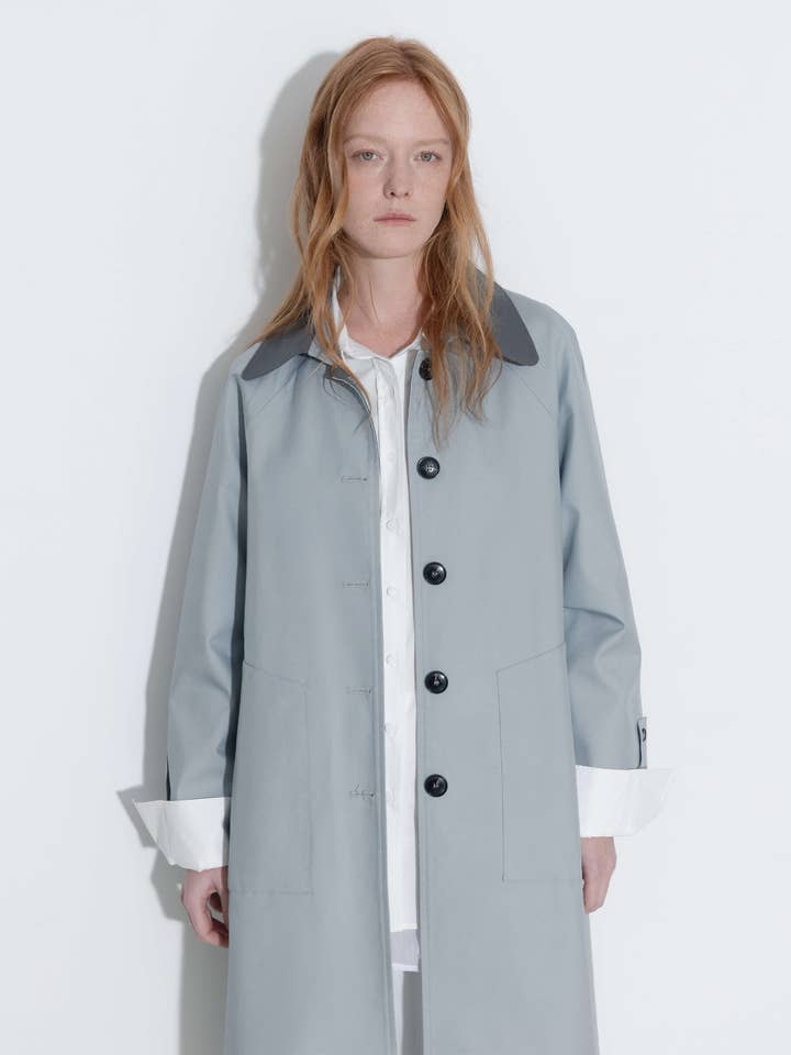CUBIC - Wholesale Trench Coat - Women's - Color-Blocked Collar Long Trench Coat9