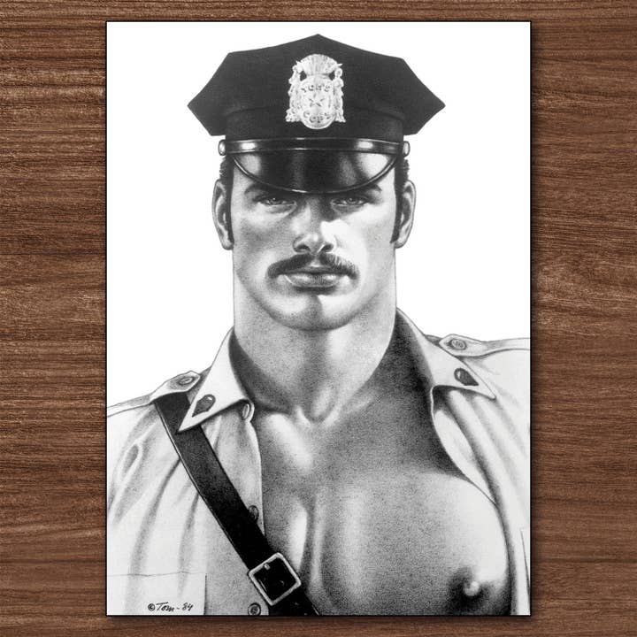 Tom of Finland Postcard "TOM's COP" (Gay, Queer, LGBTQ) for wholesale by Peachy Kings / Kweer Cards